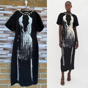 Area
 Black Screenprint Embellished Maxi Dress XL